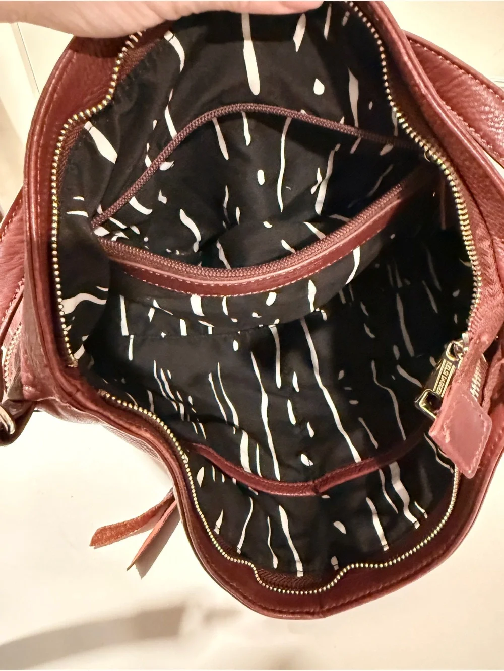 Kelsi Dagger Burgundy Leather Shoulder Bag